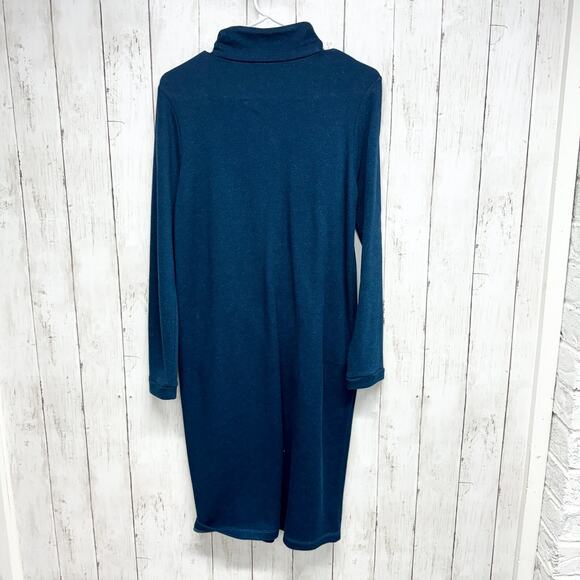 Wrap London Dress Women Size M Half Button Sweatshirt Mini Pocket Petrol Blue - Picture 4 of 4